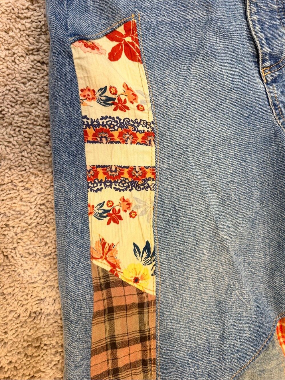 Free People Cortez Pierced Wide Leg Jean Mixed Floral Applique Jeans Women's 28 - Picture 4 of 10